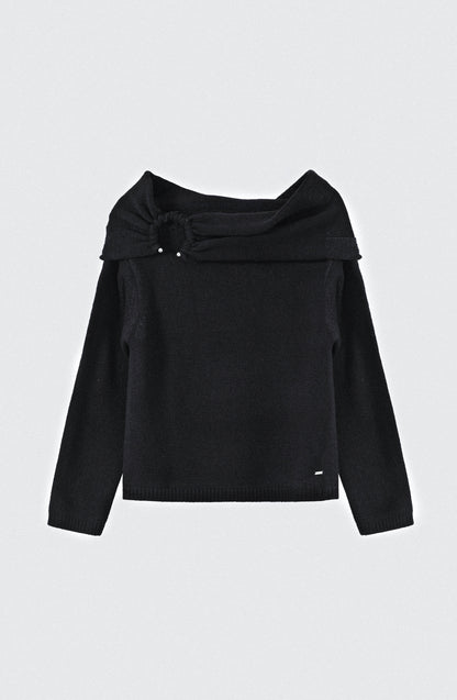 Sweater Hombro Drapeado Black