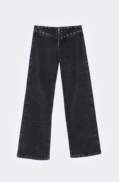 Pantalón Tachas Zipper Black