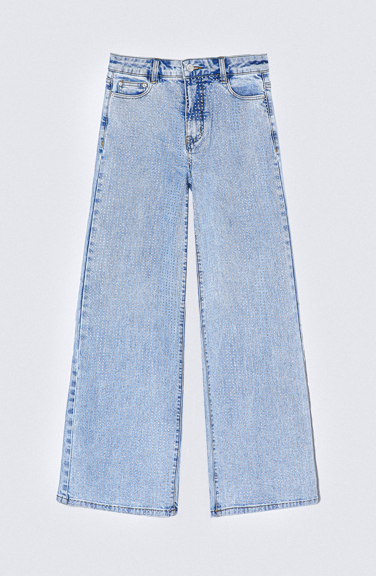 Pantalón Wide Leg Strass Light Blue