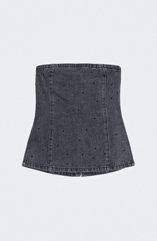 Top Strapless Strass Black