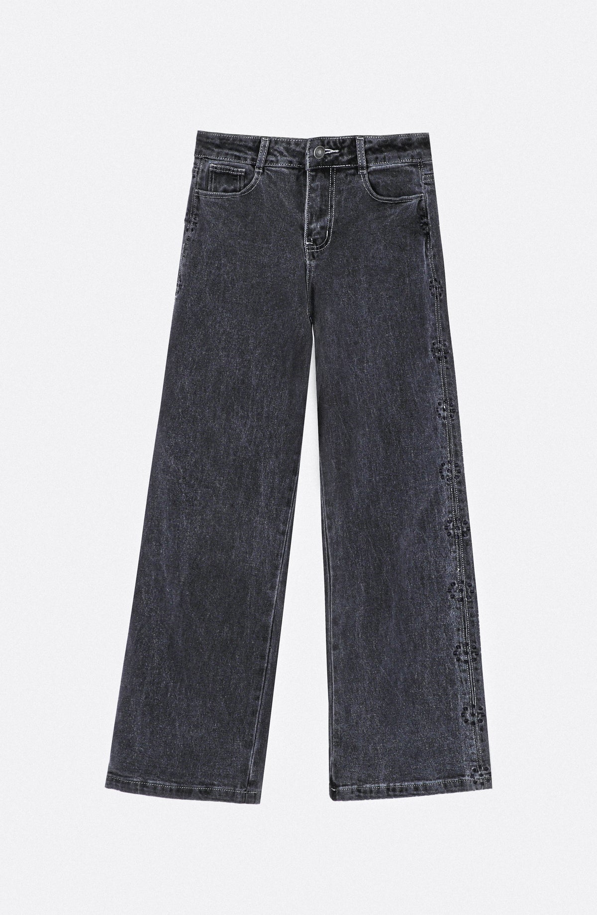 Pantalón Flor Bordada Grey