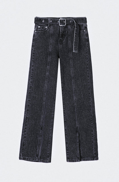 Pantalón Abertura Cinturón Black