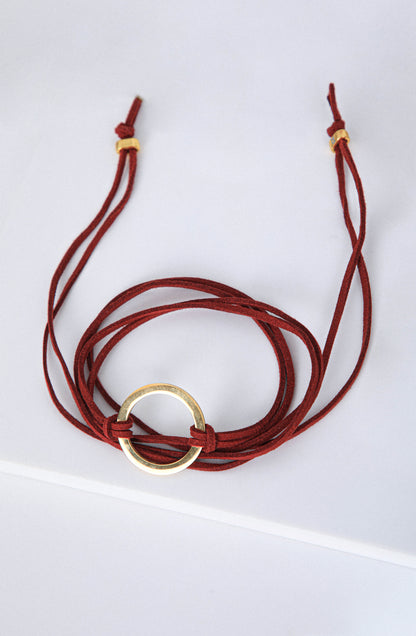 Pulsera Suede Gold Burgundy