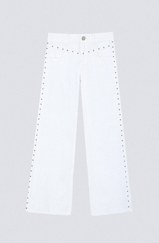 Pantalón Tachas Frontales White