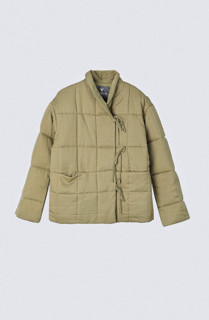 Chaqueta Acolchada Cintas Pistacho