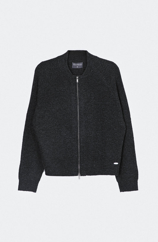 Cardigan Zipper Grey Melange