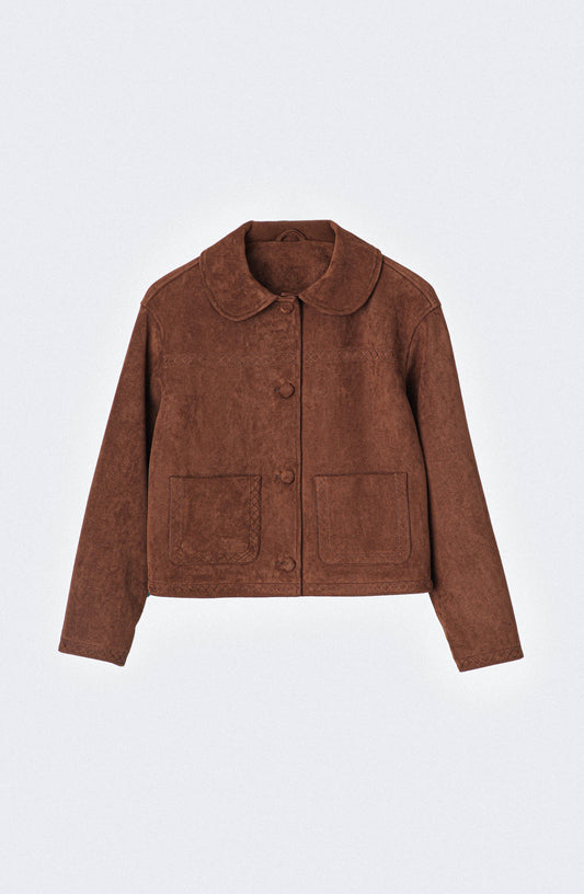 Chaqueta Detalle Bordado Brown