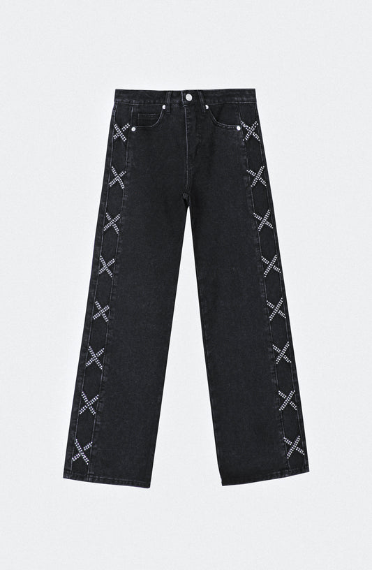 Pantalón Franja Lateral Tachas Black