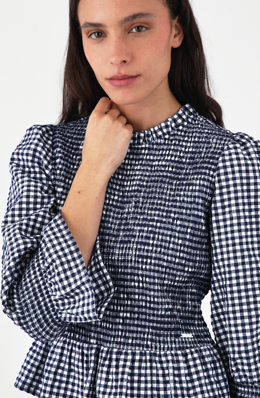 Blusa Panal Vichy Blue