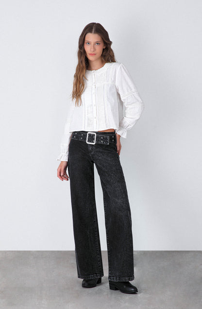 Pantalón Cinturón Ancho Black