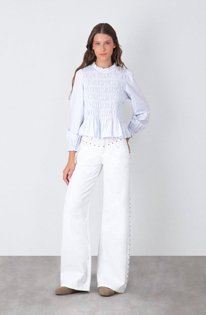 Pantalón Tachas Frontales White