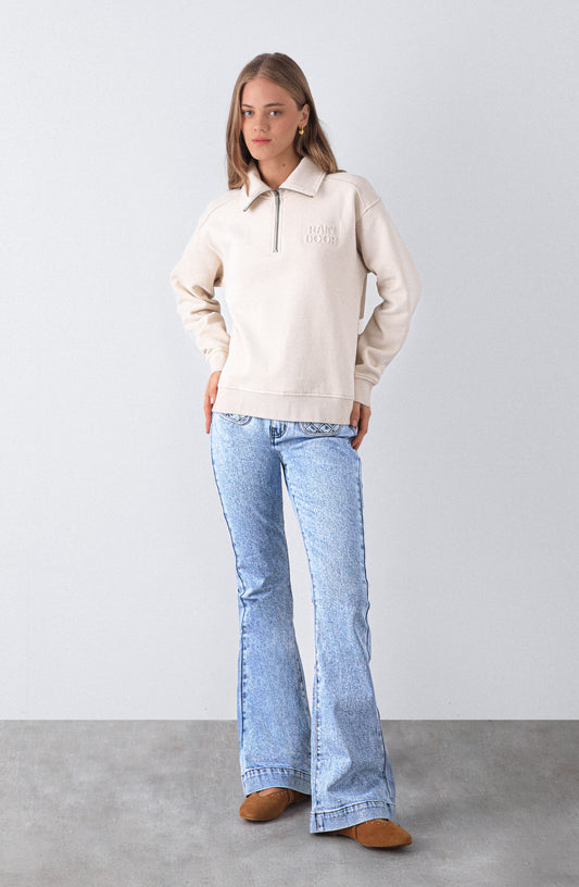 Polerón Mid Zipper Ecru