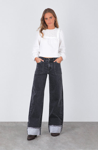 Pantalón Wide Leg Sun Black
