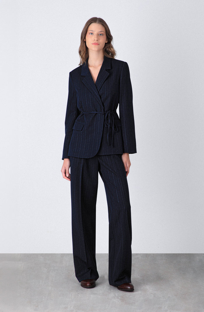 Blazer Lineas Lurex Navy