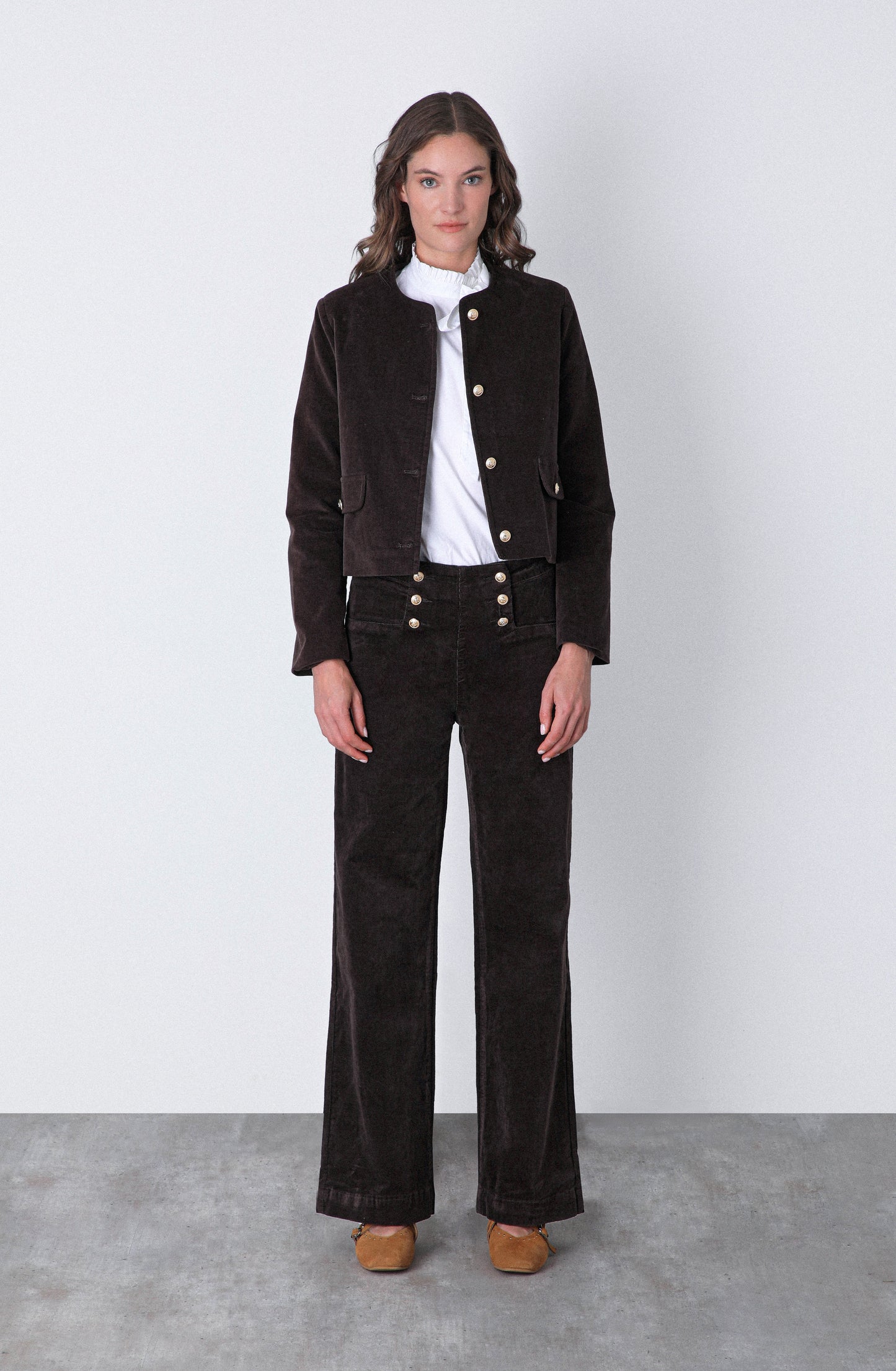 Chaqueta Botones Cotelé Brown