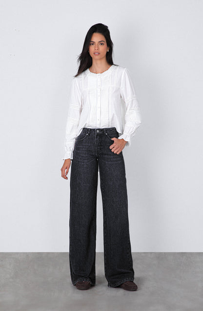 Pantalón Aplicación Denim Brown