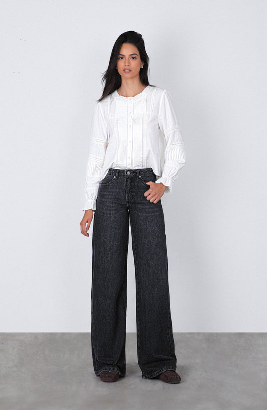 Pantalón Aplicación Denim Brown