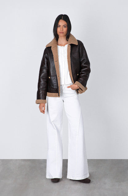 Chaqueta Pu Sherpa Brown