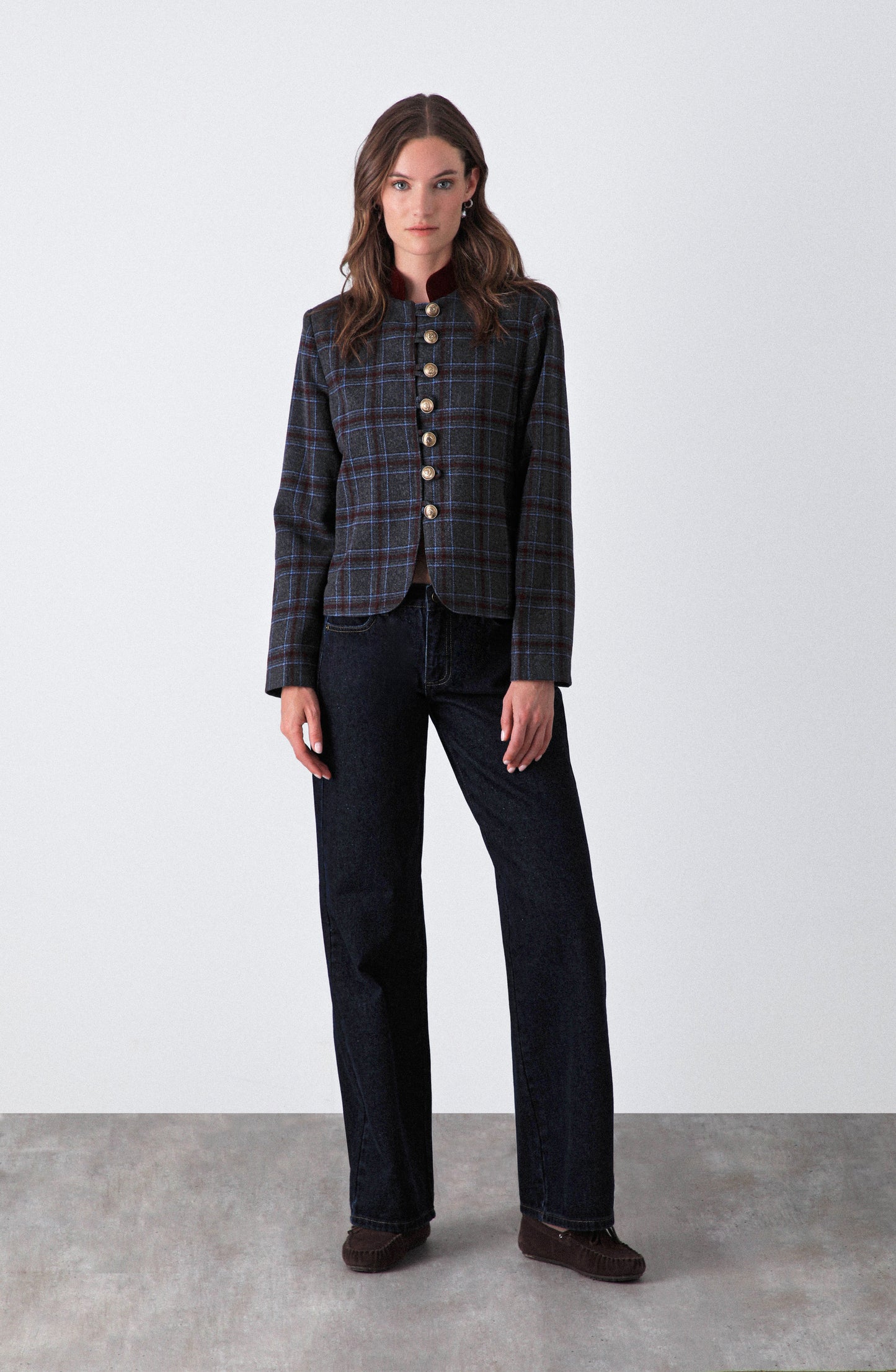 Chaqueta Estampada Botones Grey