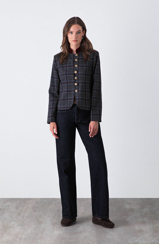 Chaqueta Estampada Botones Grey