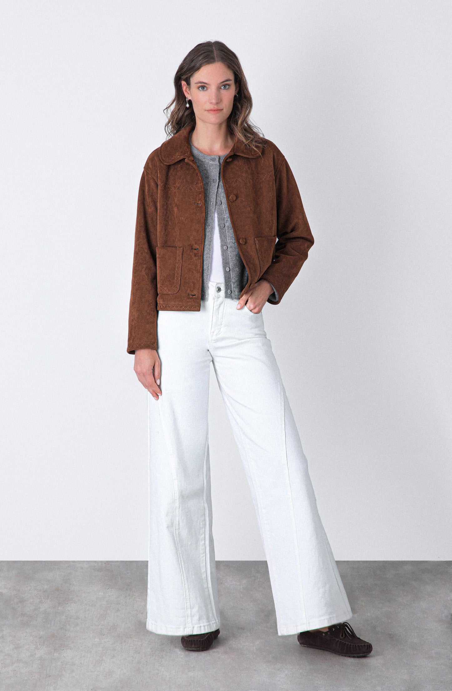 Chaqueta Detalle Bordado Brown