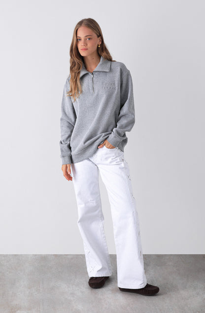 Polerón Mid Zipper Grey Melange