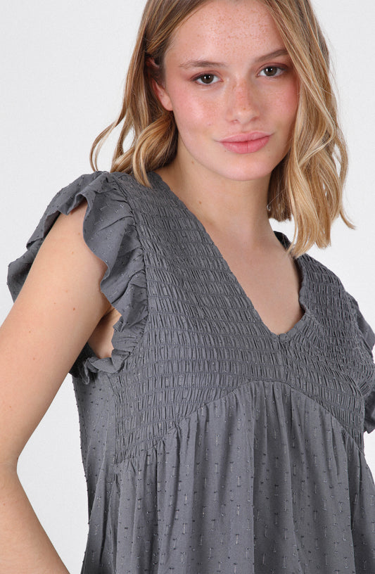 Top Panal Vuelos Lurex Grey