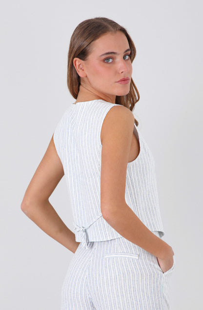 Vest Lino Rayas