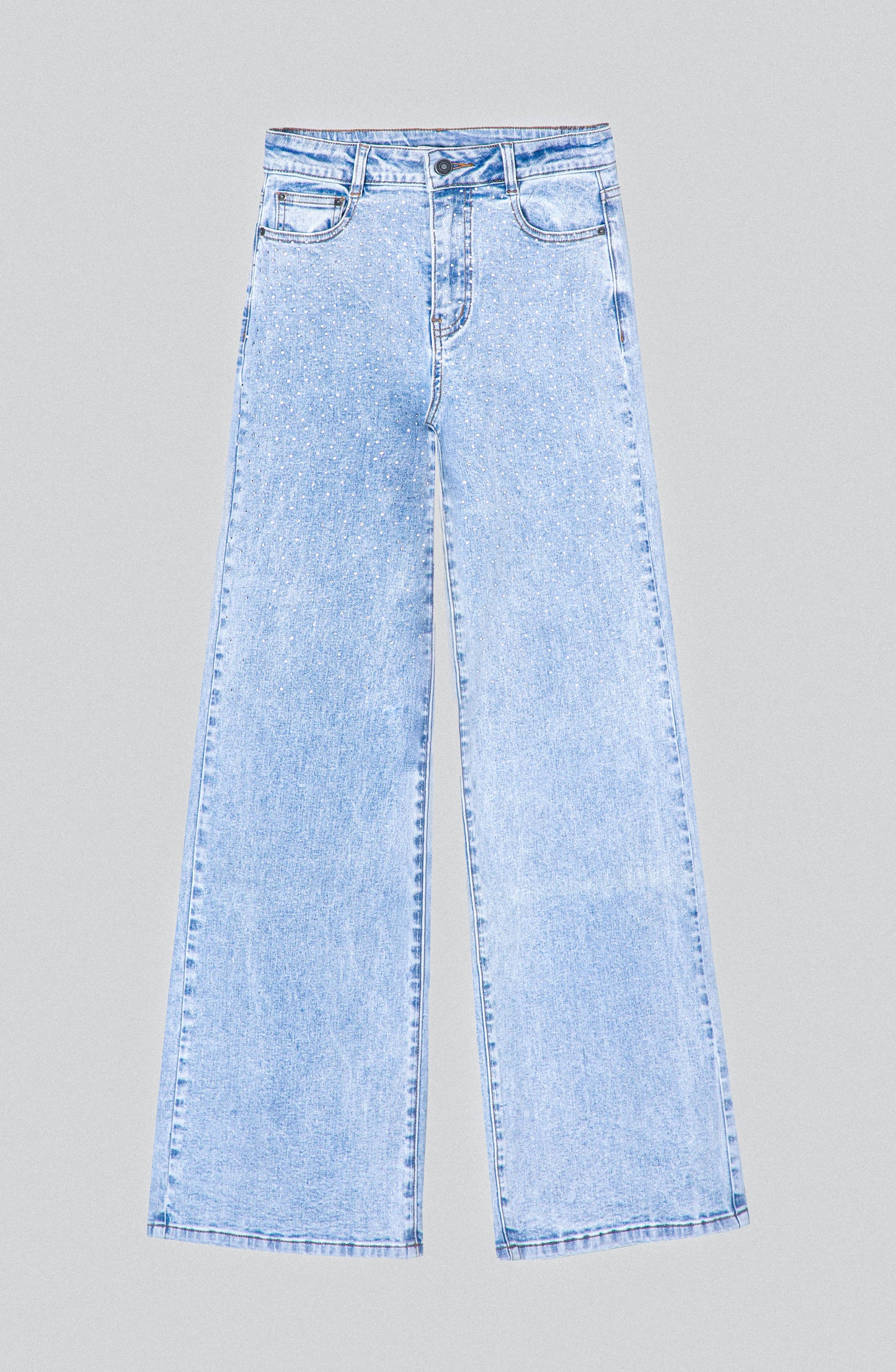 Pantalón Wide Leg Strass Degrade Blue
