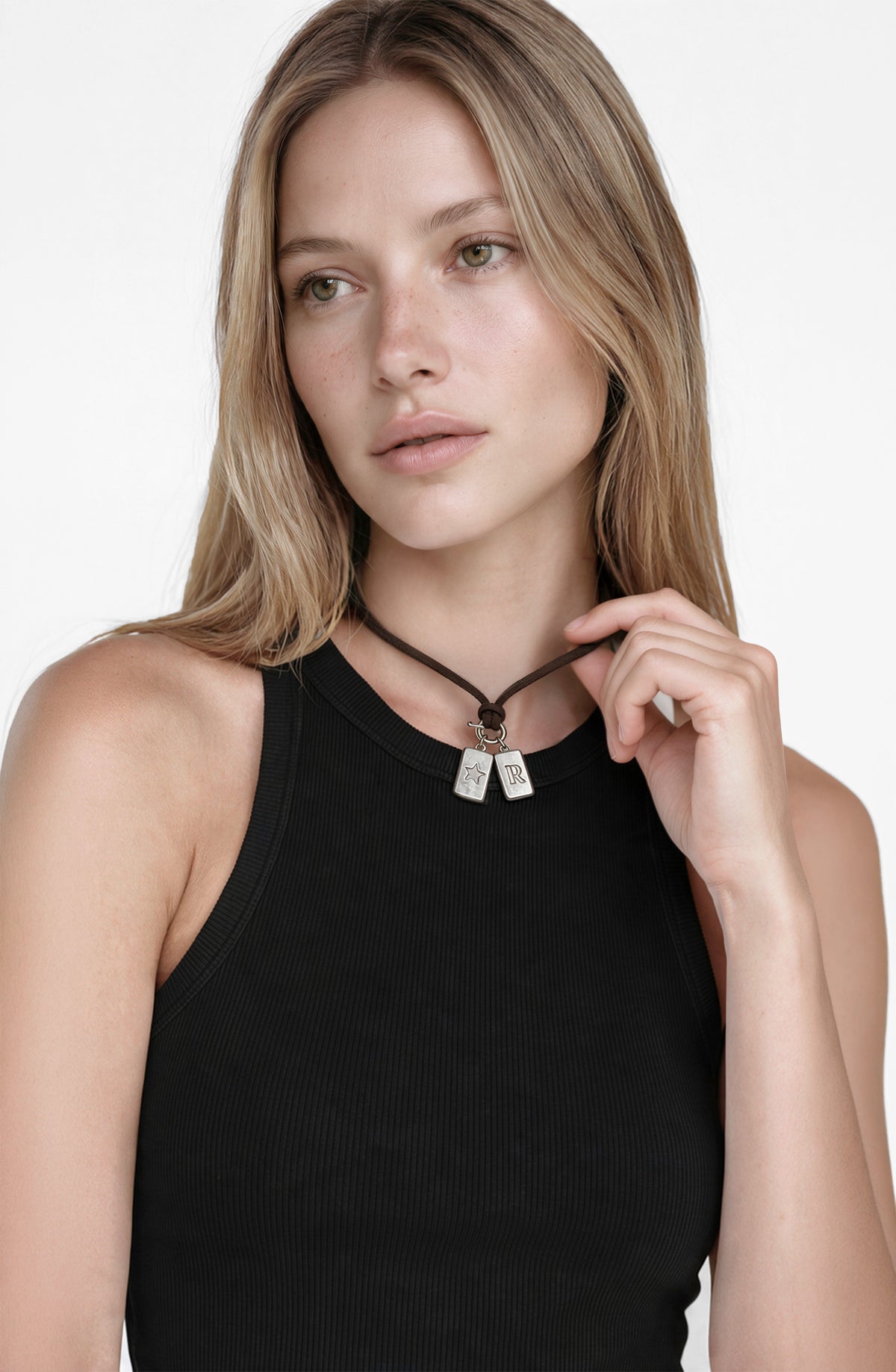 Collar Suede Charms Silver