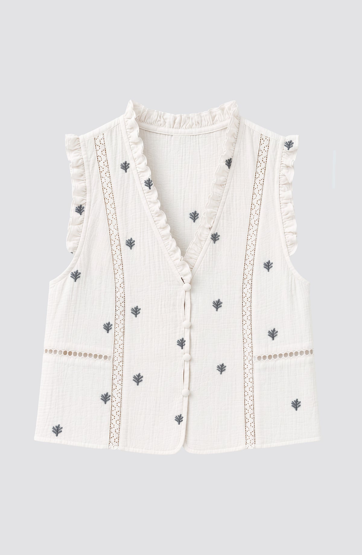 Blusa Sin Manga Bordada White
