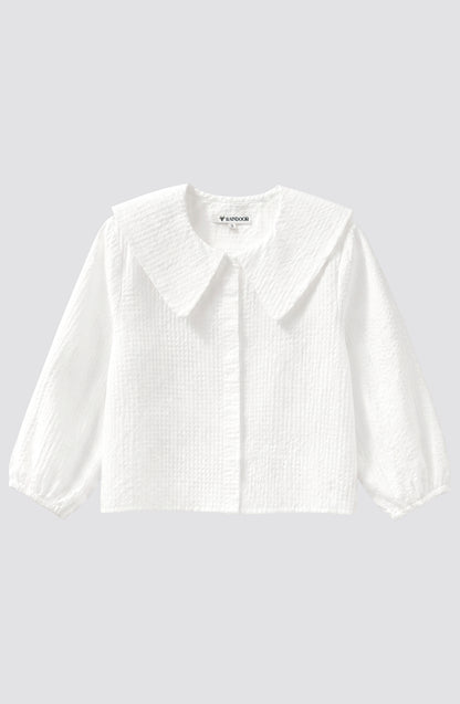 Blusa Cuello Bobo Vichy White