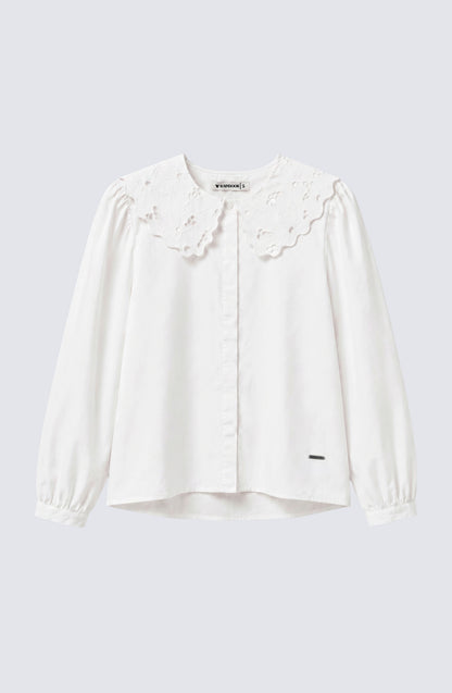Blusa Cuello Bobo Embroidery White