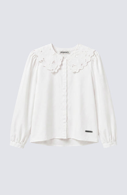 Blusa Cuello Bobo Embroidery White