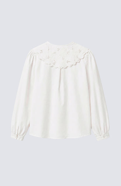 Blusa Cuello Bobo Embroidery White