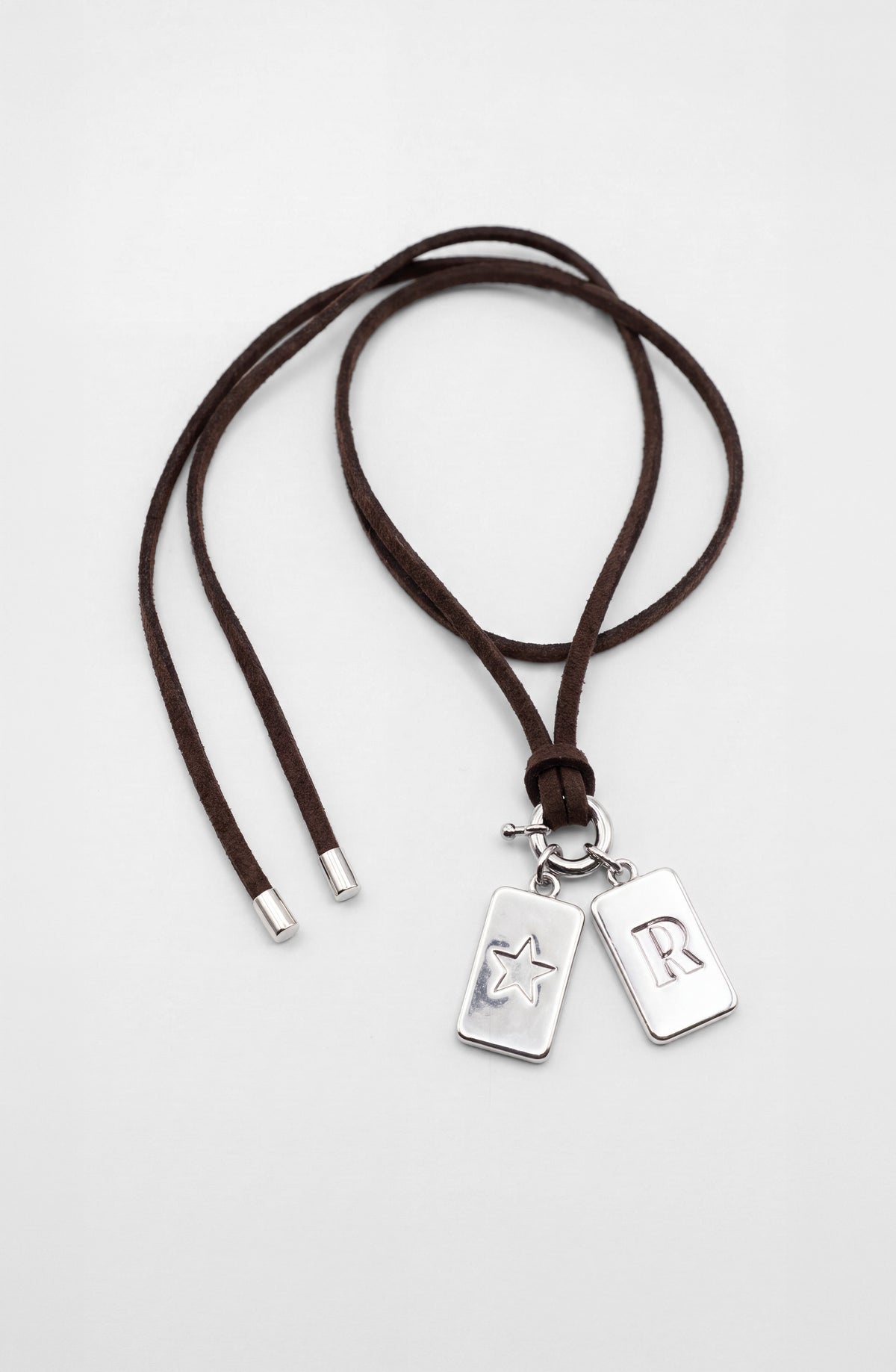 Collar Suede Charms Silver