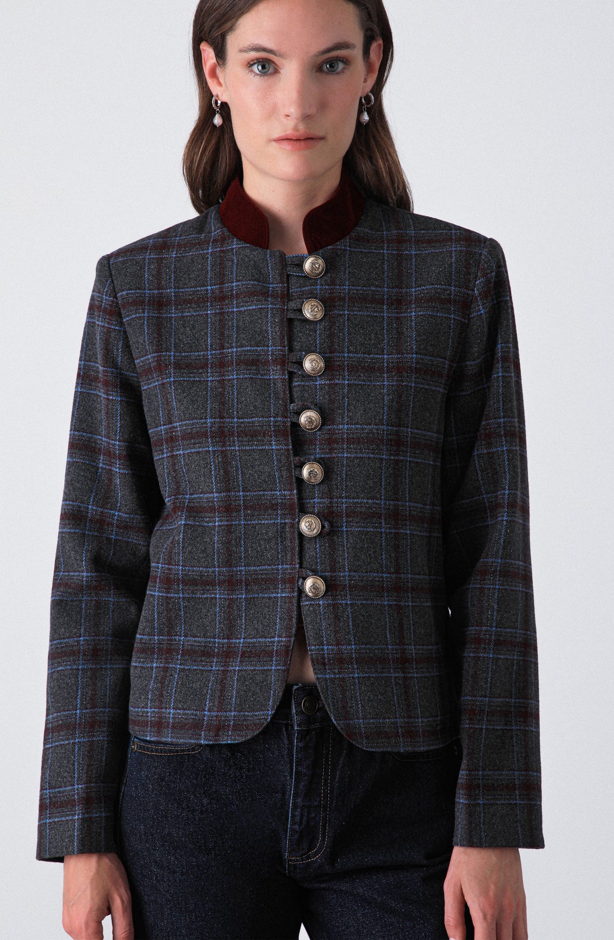 Chaqueta Estampada Botones Grey