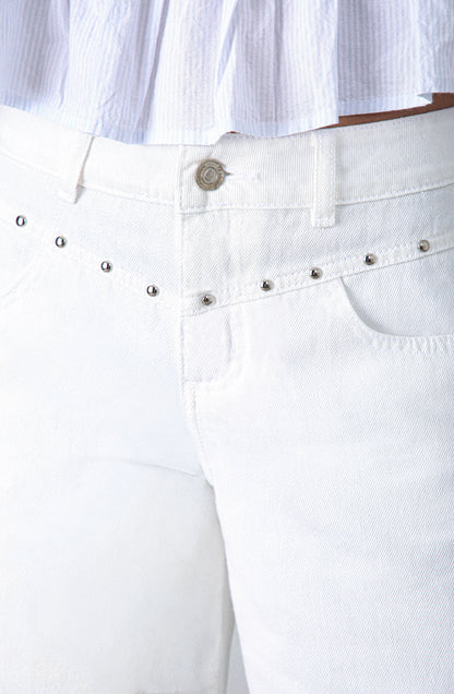 Pantalón Tachas Frontales White