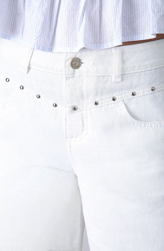 Pantalón Tachas Frontales White