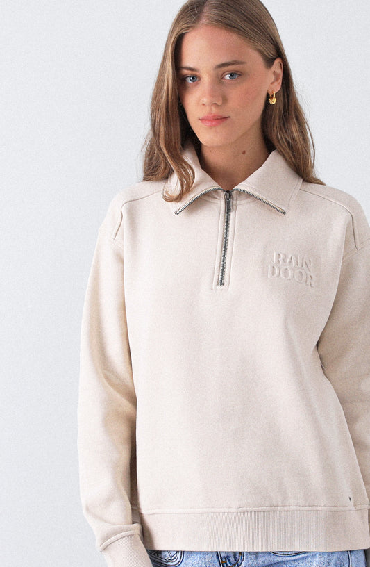 Polerón Mid Zipper Ecru