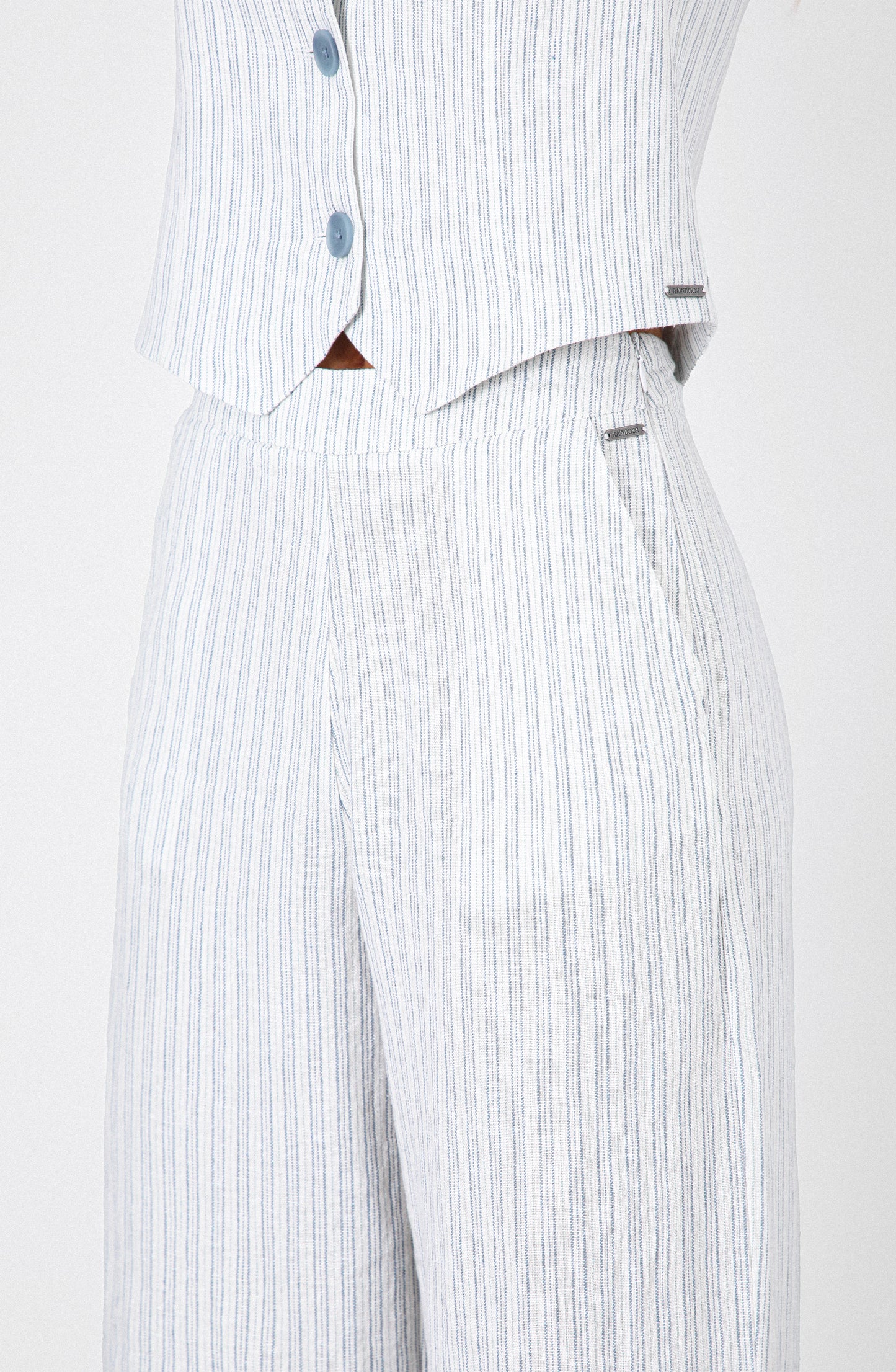 Pantalón Rayas Lino Blue