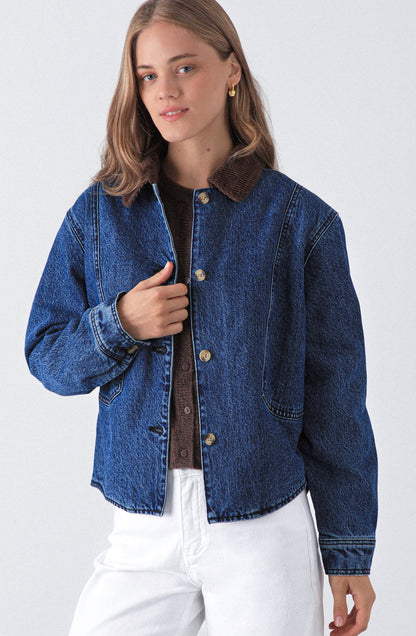 Chaqueta Denim Cuello Cotelé Blue