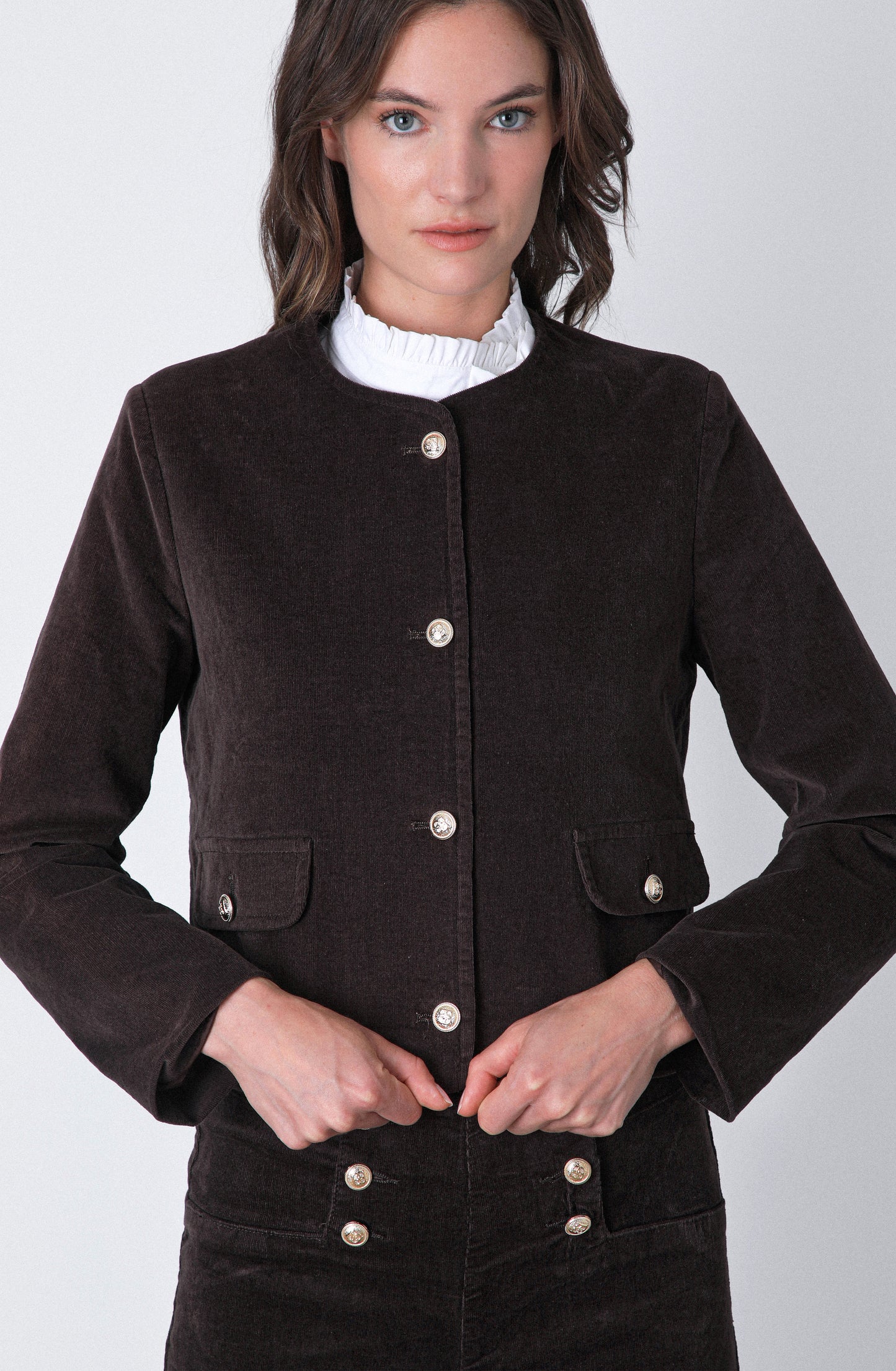 Conjunto Cotelé Botones Brown