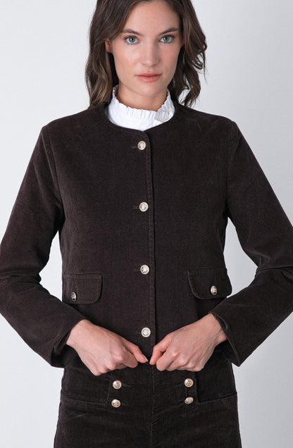 Chaqueta Botones Cotelé Brown