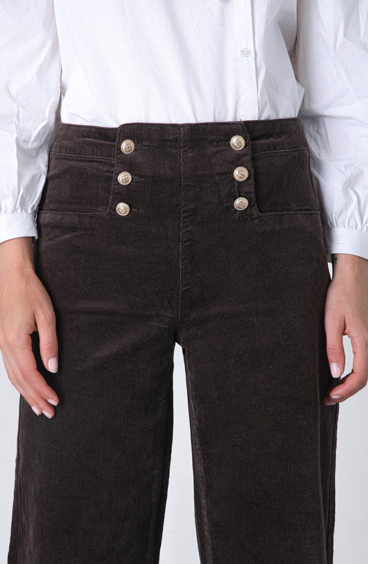 Pantalón Cotelé Botones Frontales Brown