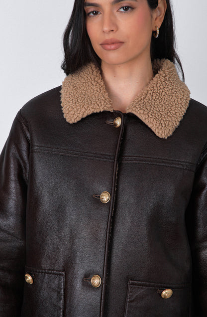 Chaqueta Pu Sherpa Brown