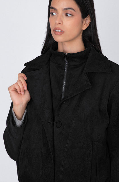 Chaqueta Suede Botones Black