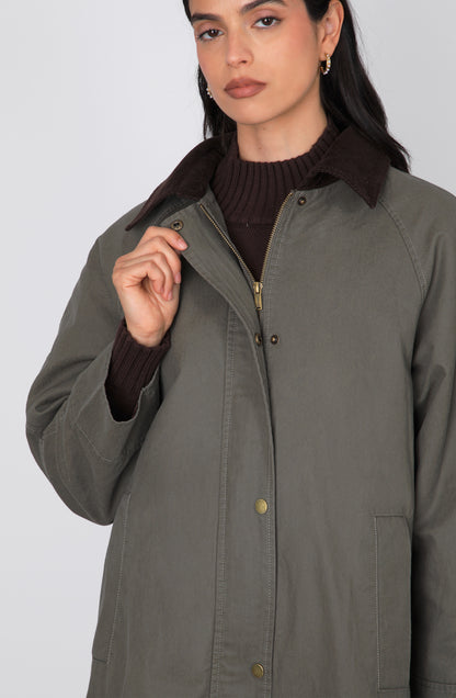 Chaqueta Encerada Larga Green