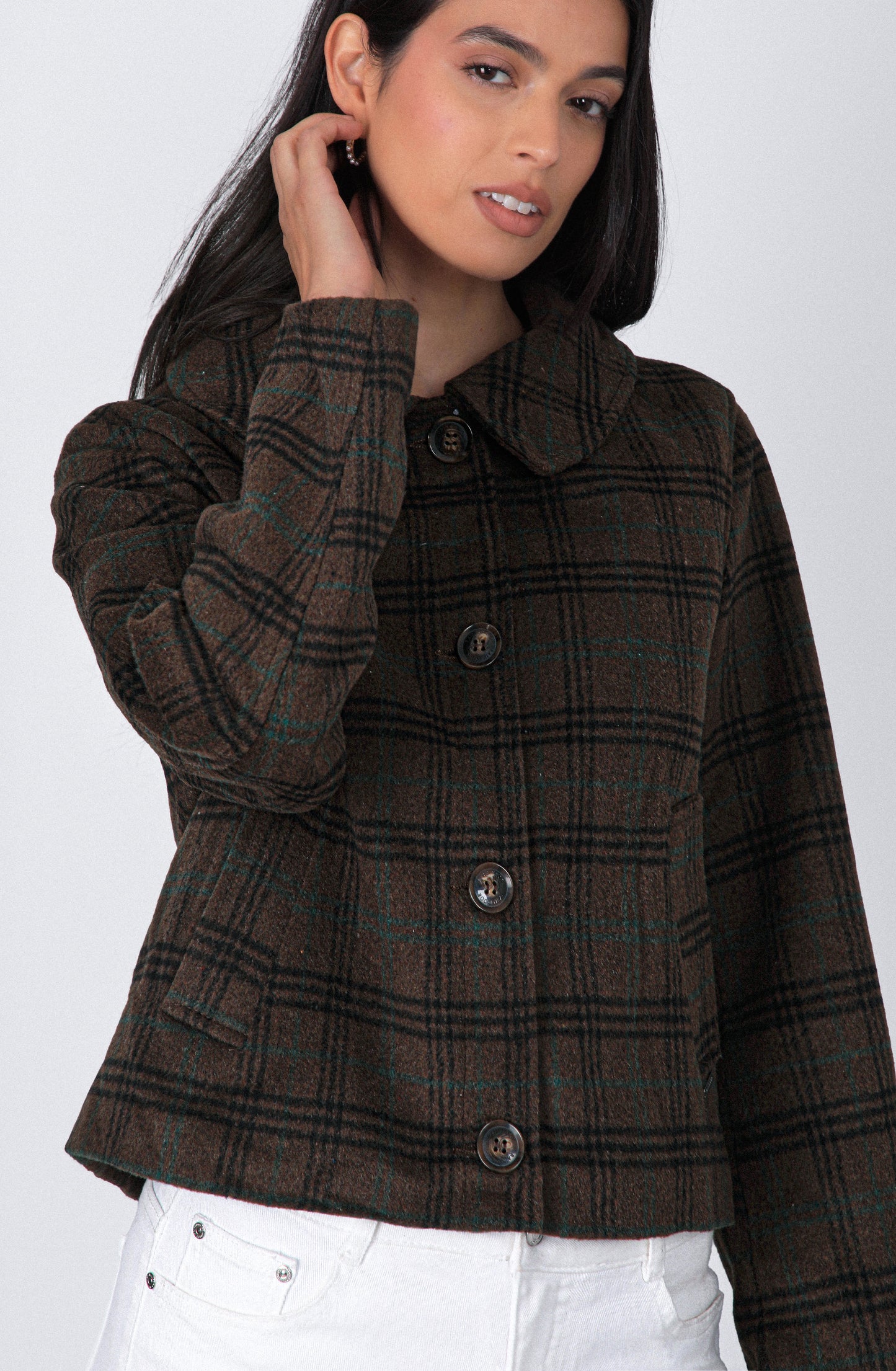 Chaqueta Tejida Cuadros Print