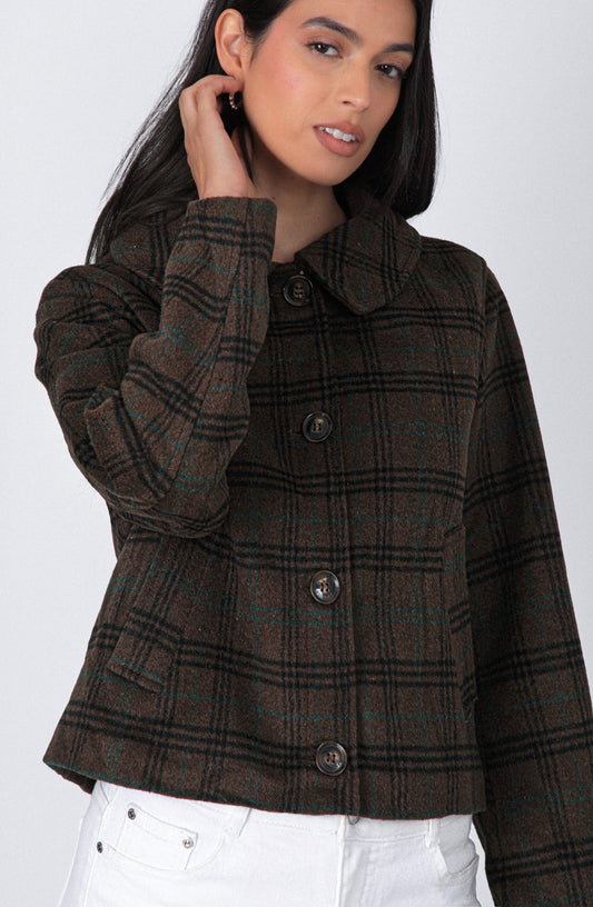Chaqueta Tejida Cuadros Print